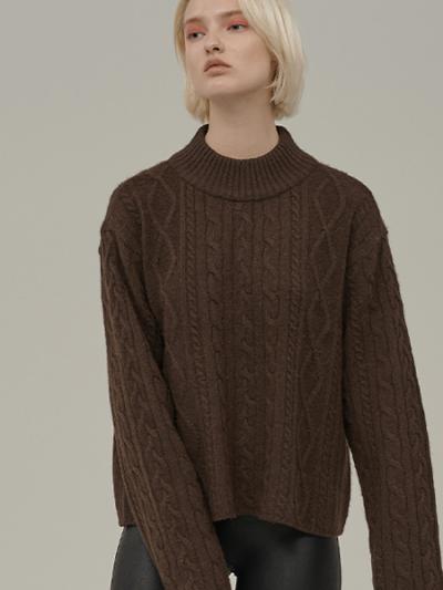 로희어패럴 로희어패럴 로희어패럴 ALPACA BLENDED CABLE SWEATER BROWN