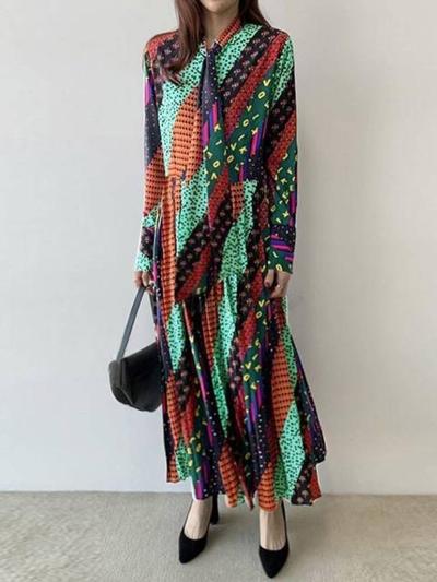 아이미스유 여성 우아한 보헤미안 드레스 세련된 다채로운 인쇄 sundress 슬림 원피스 274