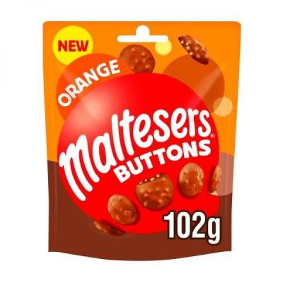 몰티져스 버튼 영국 Maltesers Orange Buttons Chocolate Pouch 몰티져스 버튼 오렌지 초콜릿 102g 5팩, 단일상품