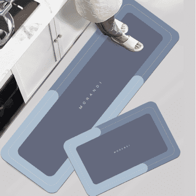 주방매트 우아한클릭 2종세트 빨아쓰는 소프트 규조토 주방매트, 01-모던 블루