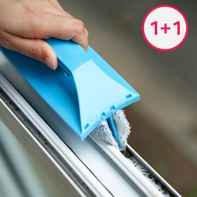 청소용품 창틀 청소 브러쉬 창문 틈새 클리너 먼지제거 청소솔 걸레 세트, 화이트1개+블루1개