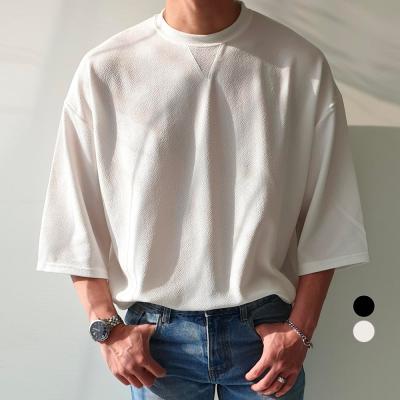명품남성복 제이에이치스타일 남성용 루즈핏 엠보 트임 7부 티셔츠 JHROK136