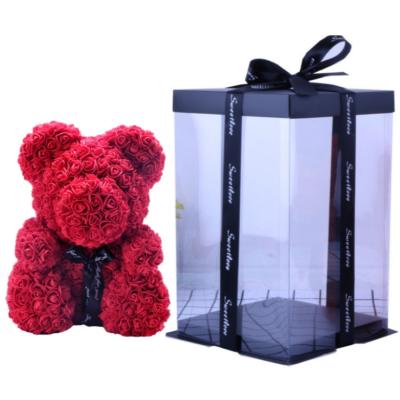 장미 프랑온드 기념일 선물 로즈 베어 25cm + 상자 세트, 리본 레드(로즈베어)