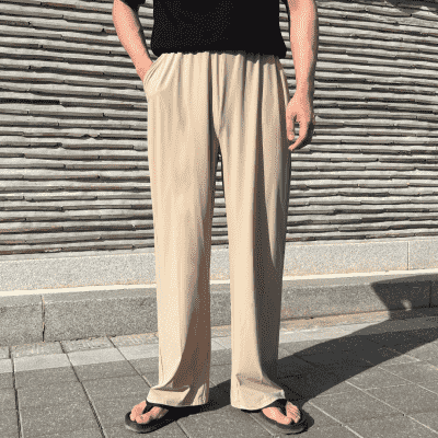 중고의류매입 남자 냉감 와이드핏 팬츠 와이드 바지 시원한 캐주얼 밴딩 바지 스판 여름 코디 옷