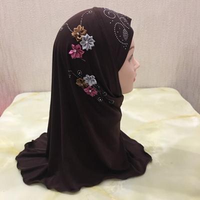 스카프가격 이슬람 히잡 hijab  아름다운 작은 소녀 아미라 꽃이 달린 2-6 세 아동용 스카프 머리 랩 머리띠 H059