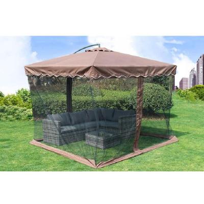 파라솔 야외 모기장 파라솔 야외용 거실 침대 여름용 용품 텐트 정원 캠핑, 브라운(방수)-2.7X2.7미터